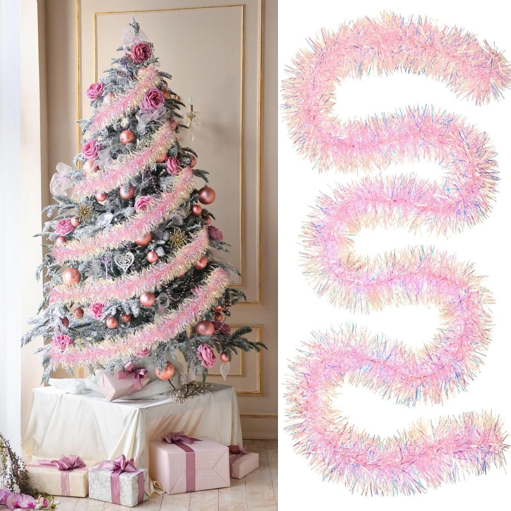 Tinsel Garland Decoration - 2М/9СМ Рождественская декоративная лента: разноцветные полоски,