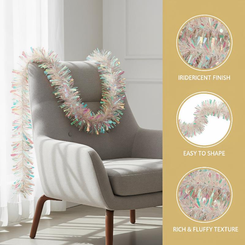 Светло-зеленая переливающаяся  – обзор и цена Tinsel Garland Decoration